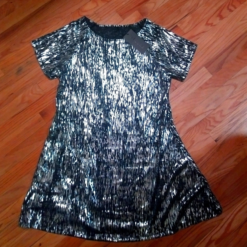 Metallic t-shirt dress